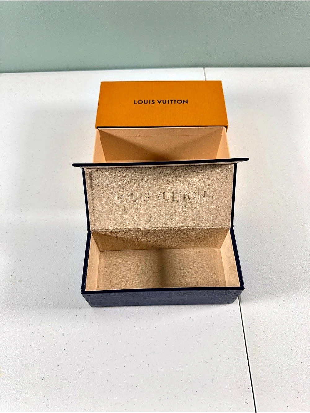 Louis Vuitton Hard Sunglasses Case with Box Orange & Blue
